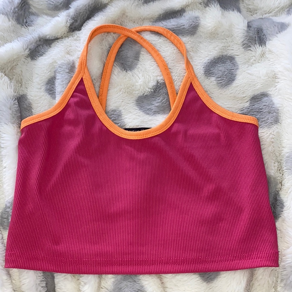 Neon pink and orange crop top, size medium, shein